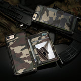 Leather Case For iPhone 6, 7 Military Stand Holder Camouflage Back Cover