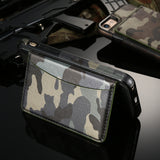 Leather Case For iPhone 6, 7 Military Stand Holder Camouflage Back Cover