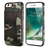 Leather Case For iPhone 6, 7 Military Stand Holder Camouflage Back Cover
