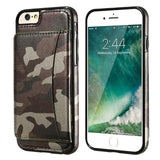 Leather Case For iPhone 6, 7 Military Stand Holder Camouflage Back Cover