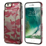 Leather Case For iPhone 6, 7 Military Stand Holder Camouflage Back Cover