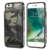 Leather Case For iPhone 6, 7 Military Stand Holder Camouflage Back Cover