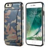Leather Case For iPhone 6, 7 Military Stand Holder Camouflage Back Cover